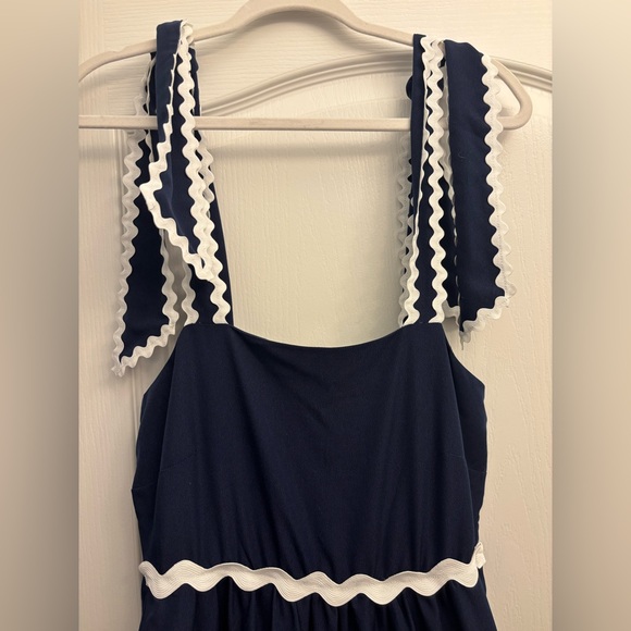 Sail To Sable Ric-Rac Bow Strap Maxi Dress Navy - Picture 3 of 6